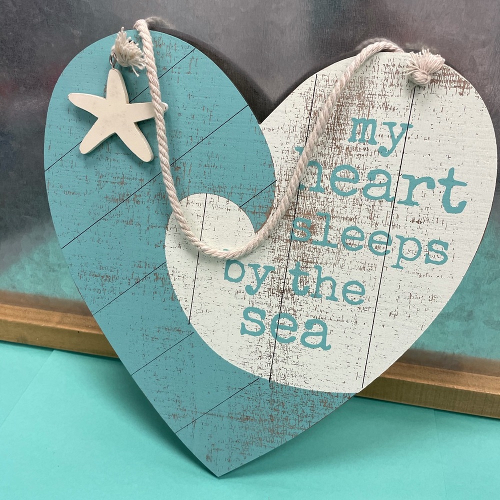 Heart Shaped “my heart sleeps by the sea” wall Hanging